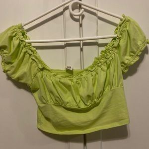 lime cropped shirt ruffle